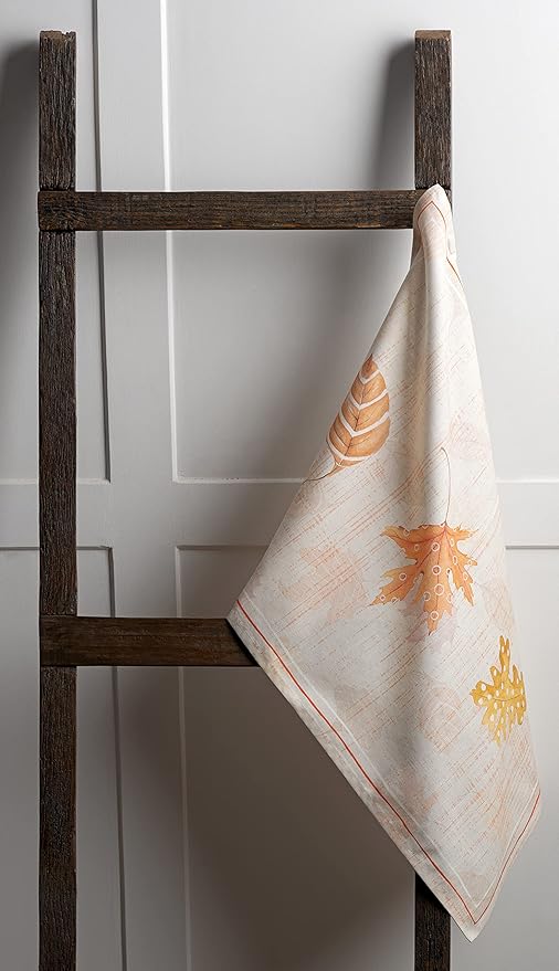 Maison d' Hermine Kitchen Towels Set of 3 100% Cotton 20" x 27.5" Reusable Cloth Tea Dish Towels Absorbent with Hanging Loop for Kitchen Dining Thanksgiving Christmas Decorations (Colours of Autumn)