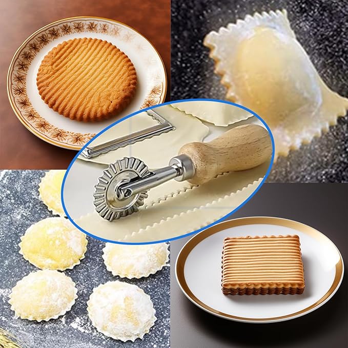 CUIWEI Pastry Wheel Cutter, Pastry and Pasta Cutter Wheel, Dough Ravioli Crimper Pizza Cutter Wheel Dumplings Lasagna Pierogi Cutter Wheel for Home Kitchen 1.3" 1 PC
