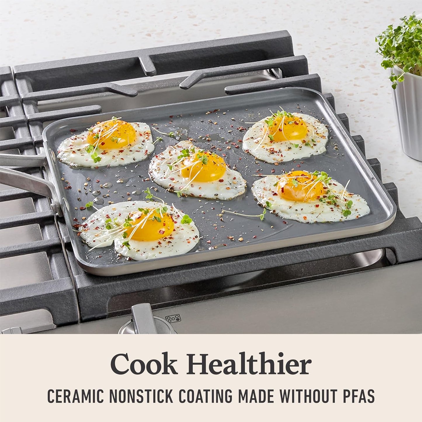 Calphalon® Premier Ceramic Nonstick 11" Square Griddle, Mushroom Grey