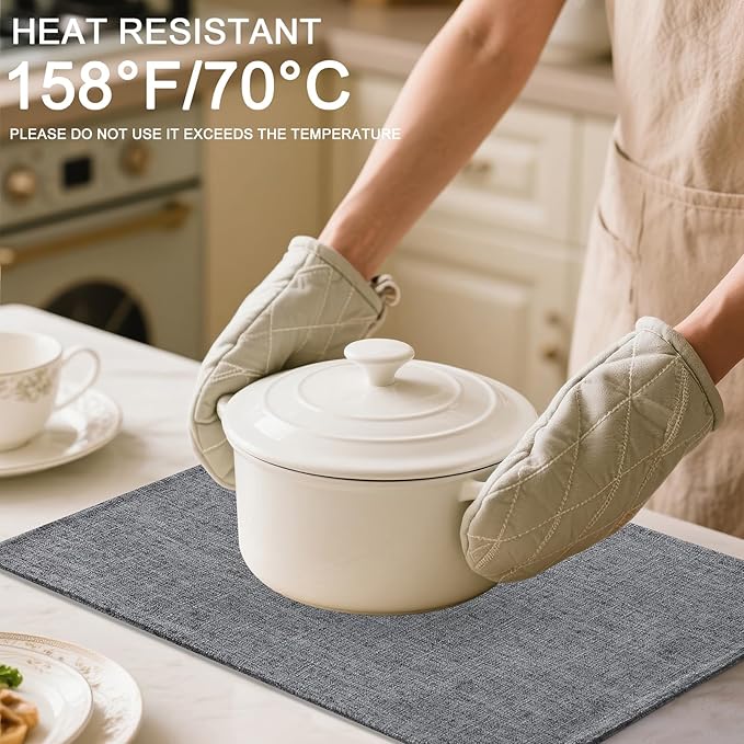 Homaxy Cloths Placemats for Dining Table Set of 4, Heat Resistant Washable Cotton Linen Blend Table Mats, Easy to Clean Place Mats for Indoor Outdoor Party Kitchen Decoration, 13" x 19", Dark Grey