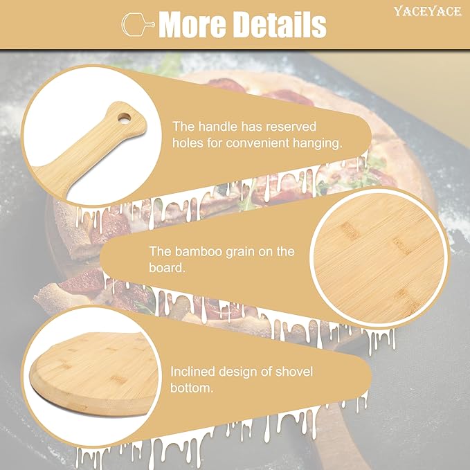 Pizza Peel 12 inch, 1Pcs Bamboo Pizza Paddle, Bamboo Pizza Spatula Paddle