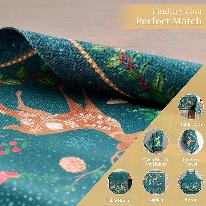 Maison d' Hermine Placemats Set of 4 100% Cotton Washable Cloth Place Mats, Reusable Table Mats for Thanksgiving Christmas Decorations Kitchen Dining Party Wedding (Hygge Christmas, 13" x 19")