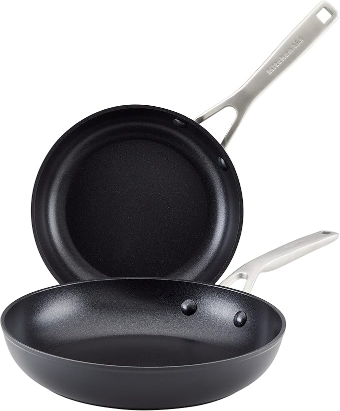 KitchenAid 80193 Hard Anodized Induction Nonstick Frying Pan Set/Skillets, 8.25 Inch and 10 Inch - Matte Black