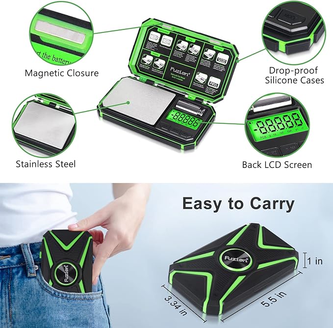 Fuzion TU-X Digital Gram Scale, 200g/0.01g Pocket Herb Scale with 6 Units for Personal Hobbies, Small Scale .01 Gram Accuracy Measuring Jewelry, Food, Powder