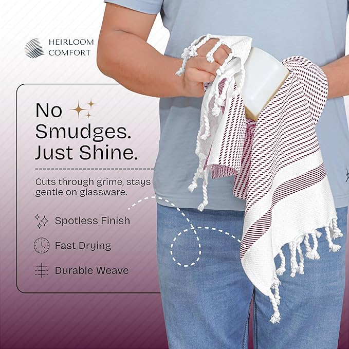 Multi Color Kitchen Towels 16x26 Inch, 12 Pack, 100% Cotton, Ultra Absorbent, Fast Dry, Machine Washable, Drying Dishes, Cleaning, Everyday Use - Burgundy, Black, Green