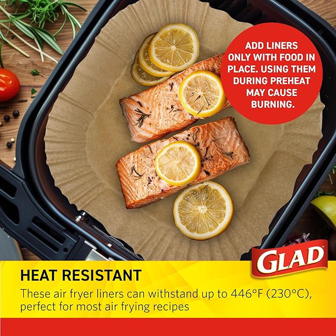 Glad Air Fryer Liners Rounded Square Shape with Walls, Nonstick and Heat Resistant, Food Grade Material, Suitable for Square and Round Air Fryers, Air Fryer Accessories, 9" - 100 Count