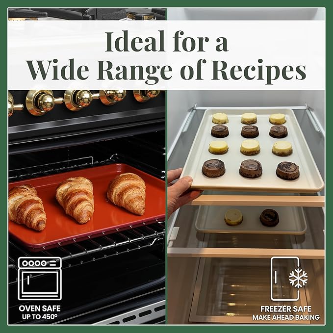 Larder & Vine 8-Piece Bakeware Set | Non-Stick Baking Set with Ceramic Finish | PFAS, PFOA, PTFE, and BPA Free Baking Essentials | Baking Sheets, Muffin Tins and Assorted Baking Pans | Cabernet