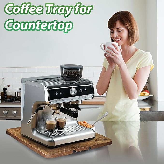 Appliance Slider, Sliding Tray for Coffee Maker, Coffee Pot Slider for Countertop, 360° Rolling Tray Appliance Slider for Kitchen Appliances- Rustic Brown (9.5” X 14”)