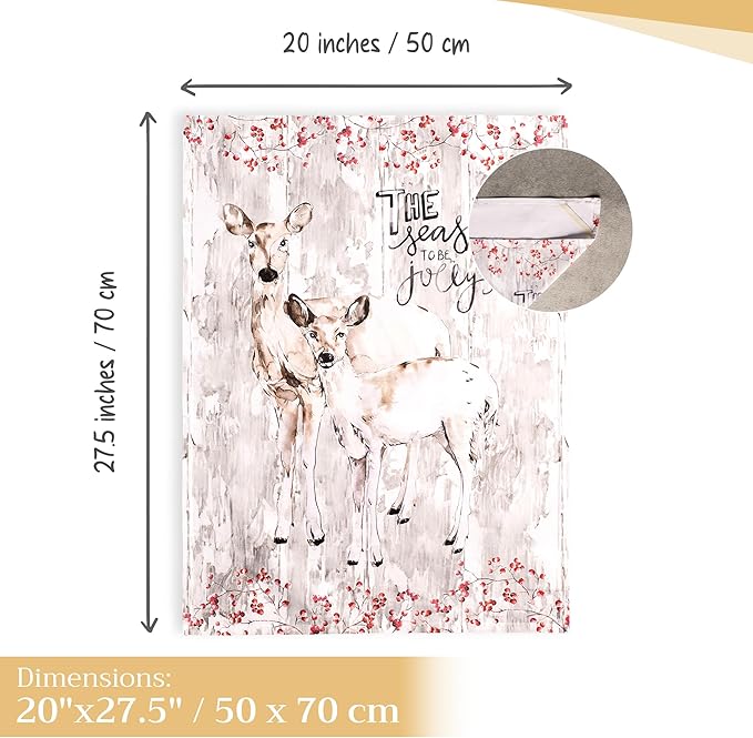 Maison d' Hermine Kitchen Towels Set of 3 100% Cotton 20" x 27.5" Reusable Cloth Tea Dish Towels Absorbent with Hanging Loop for Kitchen Dining Thanksgiving Christmas Decorations (Mountain Life)