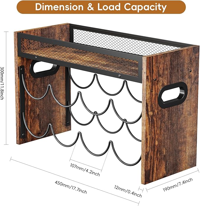 KLM 2-Tier Wine Rack, can Hold 8 Bottles.Suitable for Home Kitchens, Restaurants, Food Pantries, cabinets, and Bars.