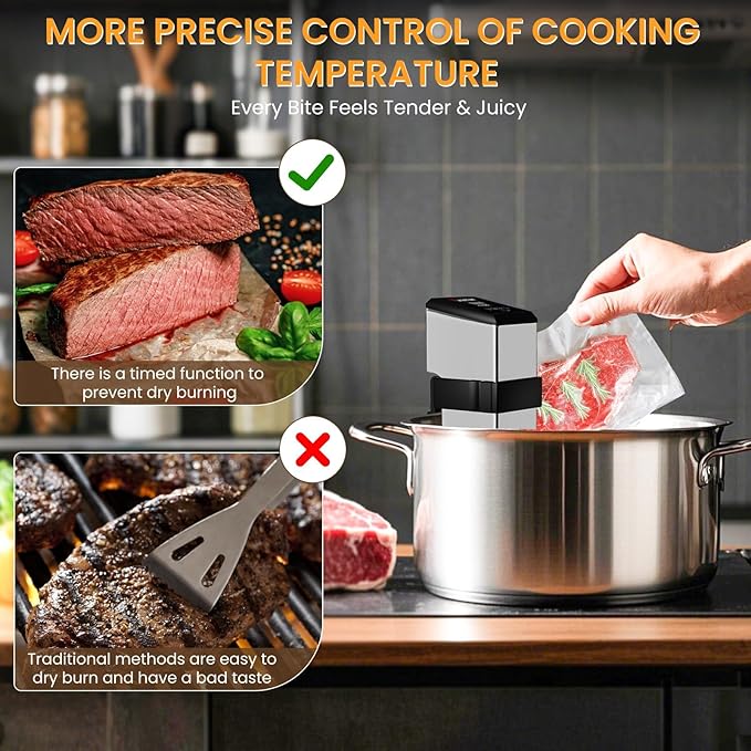 Commercial Sous Vide Machine for Restaurant, 1500W Sous Vide Cooker, 360° Immersion Circulator, 15dB Ultra-Quiet, IPX7 Waterproof, Powerful Pump Design, Accurate Temperature Control