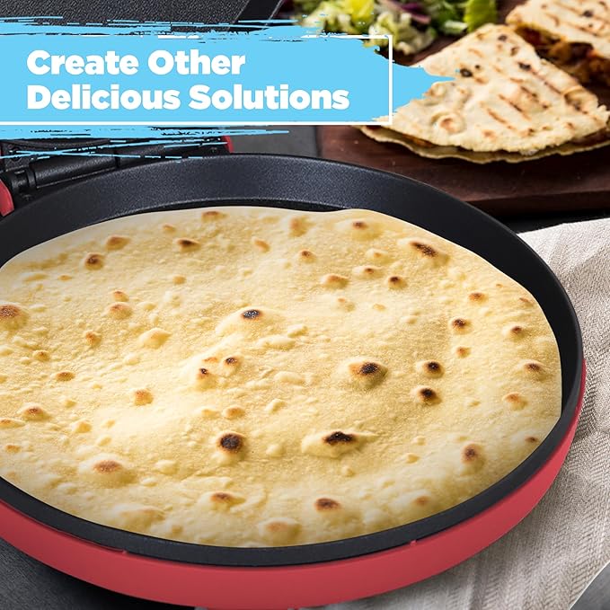 Courant Pizza Maker 12 inch Pizzas Machine, Newly improved Cool-touch Handle Non-Stick plates Pizza oven & CalzoneMaker, Electric Countertop Oven for Home or School, 12” Indoor Grill/Griddle, Red