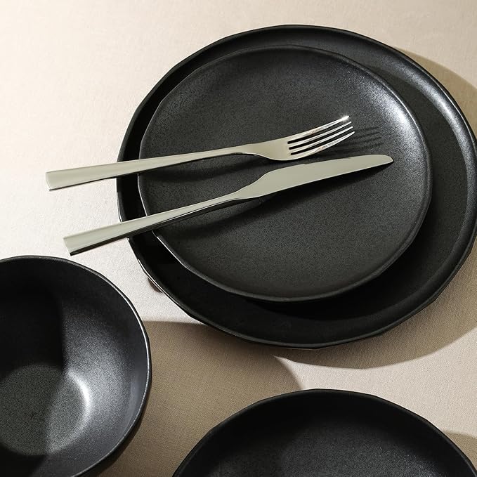Stone Lain Rio 4-Piece Dinner Plate Set Stoneware, Black