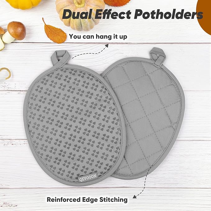 Oven Mitts and Pot Holders 4 Sets, Heat Resistant 500 ℉ Oven Mitt and Pot Holder,Oven Glove&Potholders with Non-Slip Silicone Surface,Kitchen Essentials for Cooking/Baking/BBQ-Grey