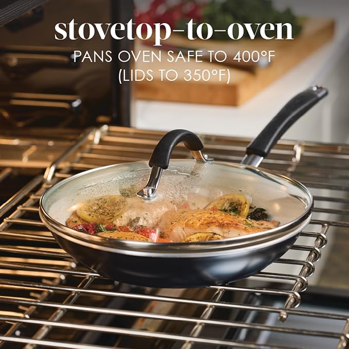 Rachael Ray Cucina Ceramic Cookware Set - 13 Pieces - Ceramic Pots and Pans Set w/Nonstick Frying Pans, Saute Pan, Saucepans, Stockpot, Lids, Pan Protectors & Cooking Utensils - Peppercorn