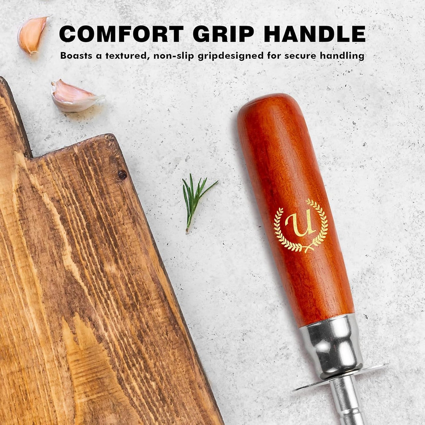 Knife Sharpener Rod, Kitchen Knives Sharpener Carbon Steel Professional Knife Sharpening Steel, Honing Rod with Hanging Holes (13 inches), U