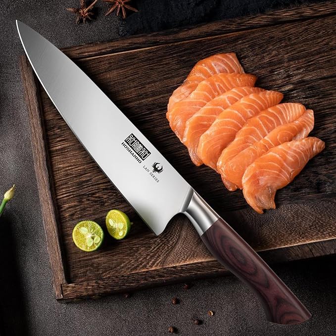 HOSHANHO 8 Inch Chef Knife for Cooking, Super Sharp High Carbon Stainless Steel Kitchen Knife, Professional Japanese Knife with Durable Wood Handle
