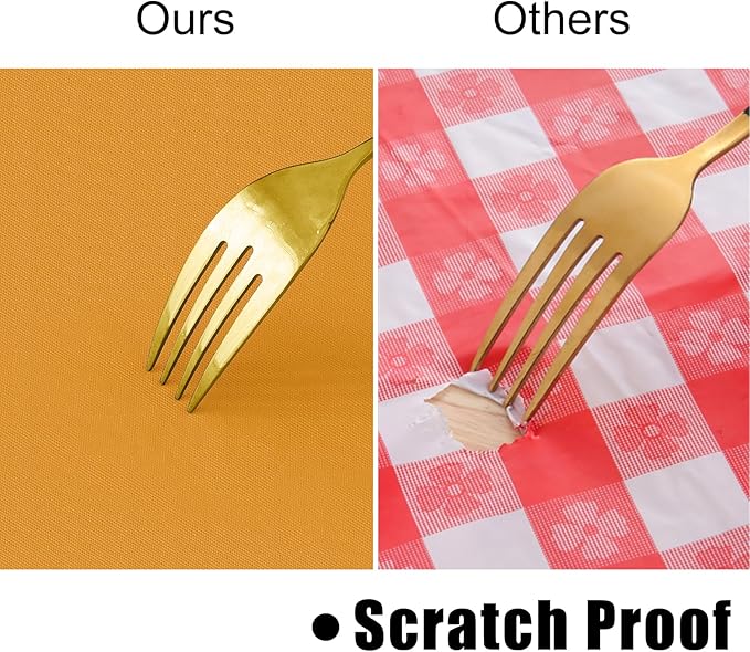 homing Rectangle Vinyl Tablecloth, Waterproof Spillproof Plastic Flannel Backed Table Cloth, Wipe Clean Table Cover for Dining, Buffet Parties and Camping (Mustard Yellow, 52" x 70")