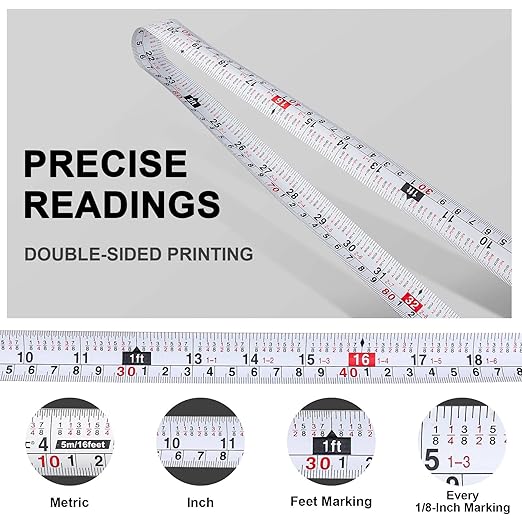 HAUTMEC Tape Measure 16ft with Dual Scale Metric and Imperial 1/8 Fractions Measuring Tape Compact Economical for Home DIY Renovations Crafting Quick Fixes HT0314-3PC