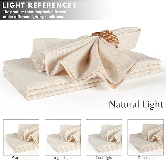 Ramanta Home Natural Coth Dinner Napkin Set of 12 Premium Cotton 18X18 Inch Linen Flax Soft & Durable Washable Ideal for Everyday Use Parties Thanksgiving Christmas Halloween