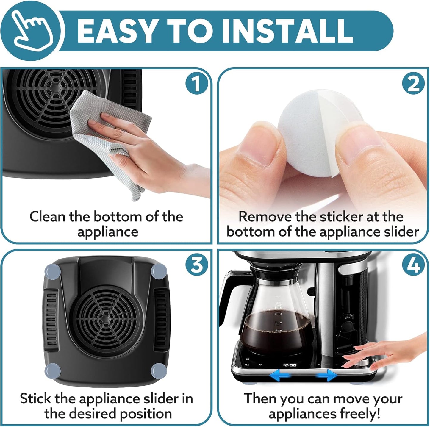 Appliance Sliders for Kitchen Appliances, 20 PCS Self-Adhesive Small Kitchen Appliance Slider for Coffee Maker, Air Fryer, Pressure Cooker, Combination Water Boilers & Warmers