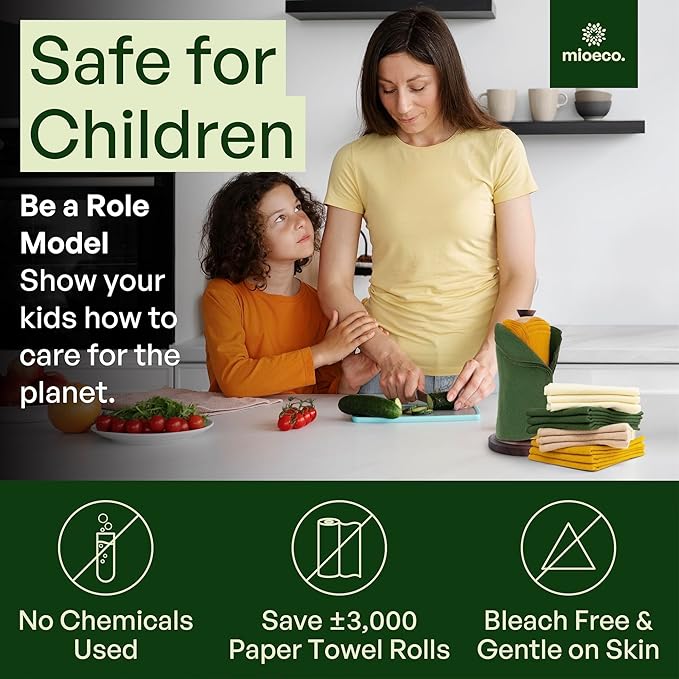 24 Pack Multicolored Reusable unPaper Towels - Nature Friendly - Organic Cotton Alternative - Thick, Strong, Paperless Kitchen Dish Cloths - Reusable Napkins - Dish Towels - Cloth Napkin