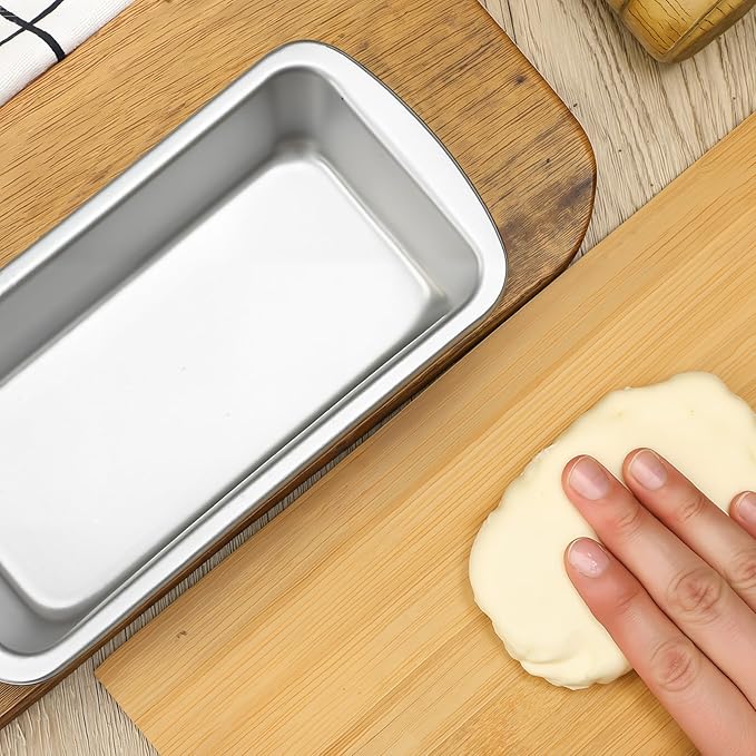Patelai 4 Pack Small Loaf Pans for Baking Bread Non Stick Bread Pan Rectangle Baking Tray Toast Mold (Silver,7.2 x 3.7 Inch)