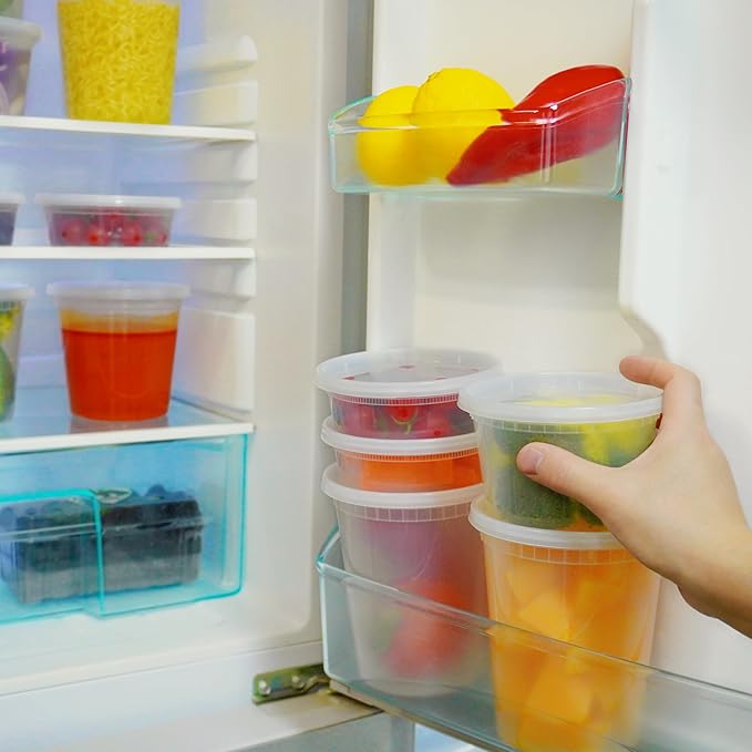 TashiBox Deli Food Containers with Lids 48 Sets (16 & 32 oz 24 Each) - Plastic Food Storage Containers - Clear Disposable Meal Prep Containers, BPA Free, Leakproof, Microwave and Freezer Safe