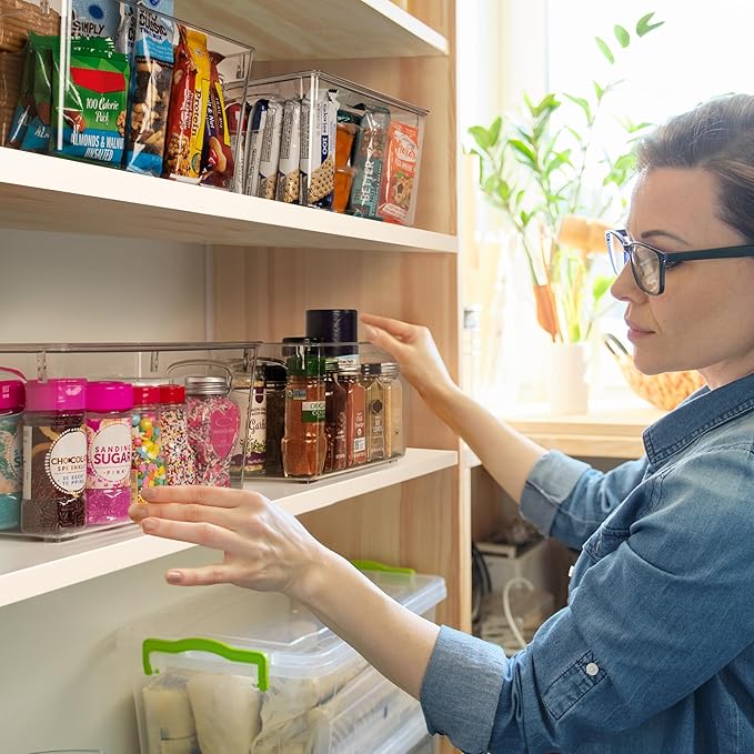 CLEARSPACE Plastic Pantry Organization and Storage Bins with Lids - Perfect Kitchen Organization or Kitchen Storage - Fridge Organizer, Refrigerator Organizer Bins, Cabinet Organizers