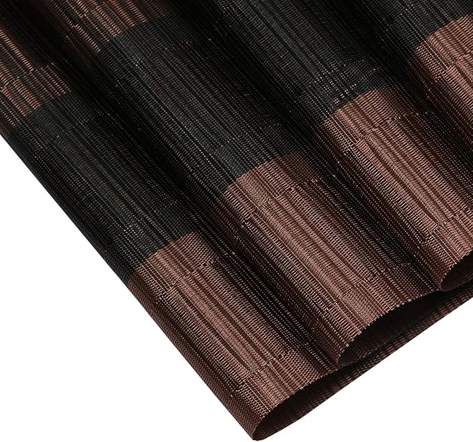 SHACOS Placemats with Table Runner Set of 7 Woven Vinyl Plastic Wipe Clean Heat Resistant Table Mats and Runner Set for Dining Table, Ombre Coffee Black