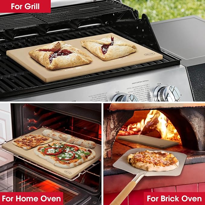 Unicook Extra Large Pizza Stone 24”x18” for X-Large Home Ovens and Commercial Ovens, Rectangular Baking Stone, Ideal for Baking Crispy Pizzas, Bread and Cookies, Heavy Weight 16.9 lbs