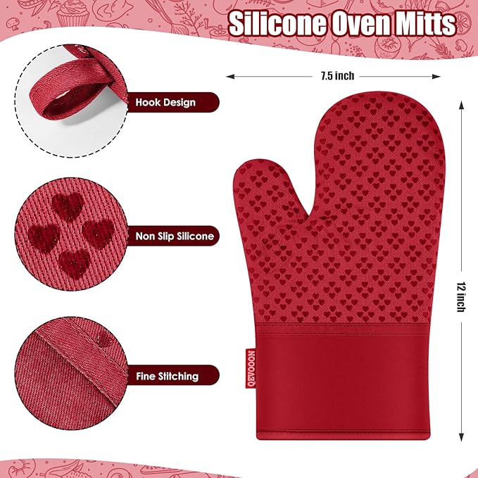 Dish Towels and Dishcloths with Oven Mitts Sets- 100% Cotton Tea Towels for Kitchen- 500 F Heat Resistant Oven Mittens 7.5"x12", Durable Dish Cloths 11.8"x11.8", Absorbent Dish Towels 13.5"x24"