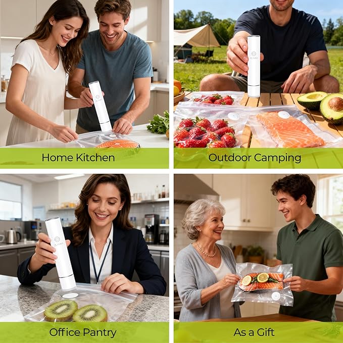 Reusable Vacuum Sealer Bags for Food with Air Valve, 30 Pack BPA‑Free Food Saver Bags Dishwasher‑Safe, Freezer,Microwave, Odor-Resistant, Leak‑proof for Leftovers, Meal Prep, Sous Vide, BBQ