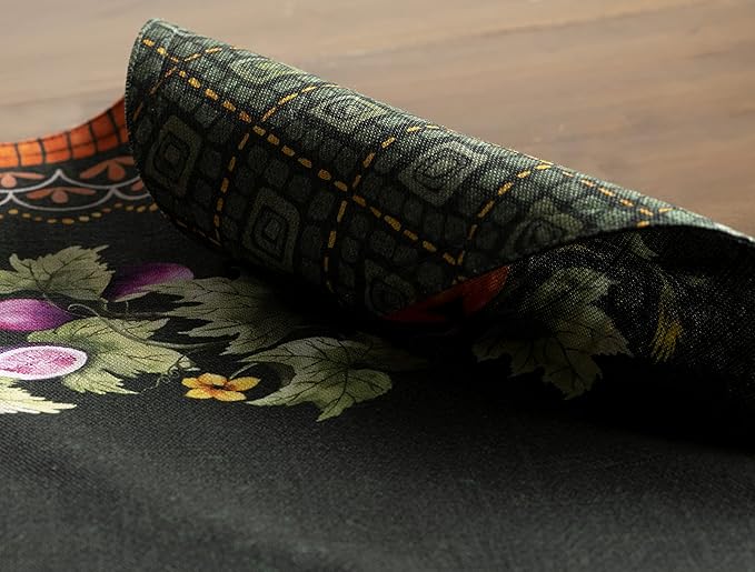 Maison d' Hermine Placemats Set of 4 100% Cotton Washable Cloth Place Mats, Reusable Table Mats for Thanksgiving Christmas Decorations Kitchen Dining Party (Pumpkin Garden - Dark Green, 13" x 19")