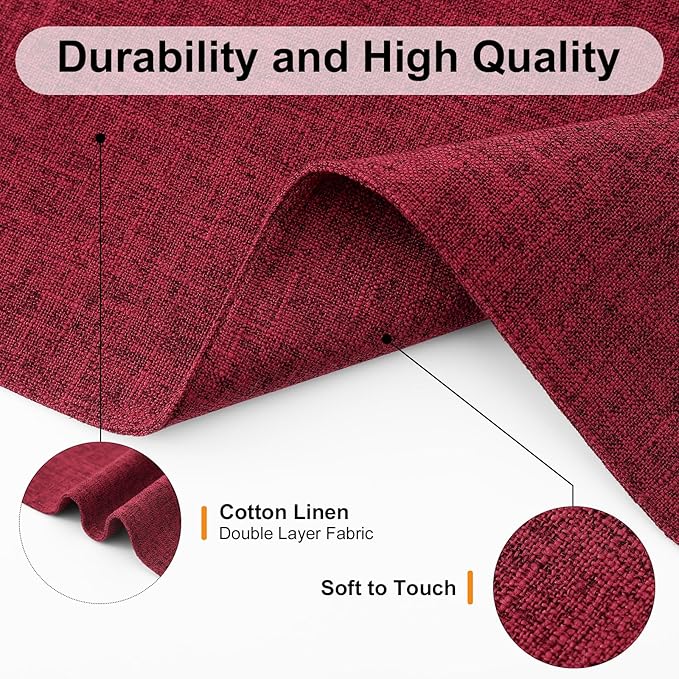 Homaxy Cloths Placemats for Dining Table Set of 6, Heat Resistant Washable Cotton Linen Blend Table Mats, Easy to Clean Place Mats for Indoor Outdoor Party Kitchen Decoration, 13" x 19", Red