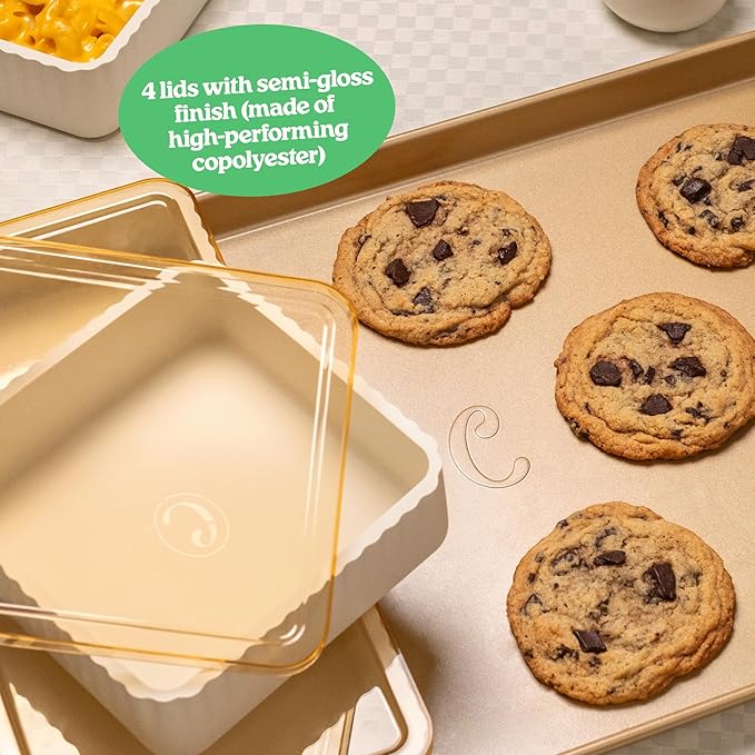 9-Piece Baking Set, Non-Stick Bakeware Set with 2 Large Silicone Trays, 2 Small Silicone Trays with 4 Lids & 1 Baking Sheet Tray, Oven-Safe Upto 450°F