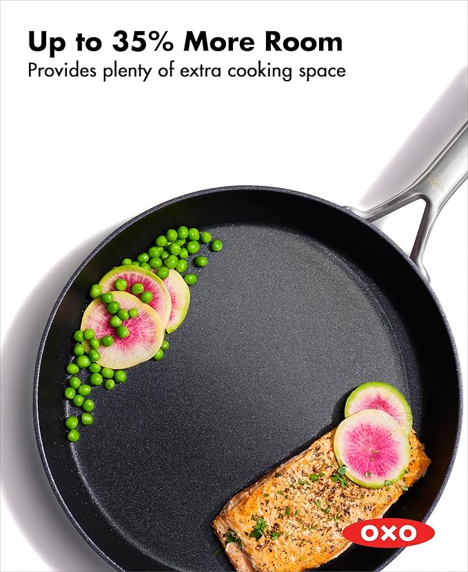 OXO Professional 10 Piece Cookware Pots and Pans Set, Hard Anodized Ceramic Nonstick PFAS-Free,Stainless Steel Handles,Induction,Skillets,Saute,Diamond Reinforced Coating,Dishwasher & Oven Safe,Black