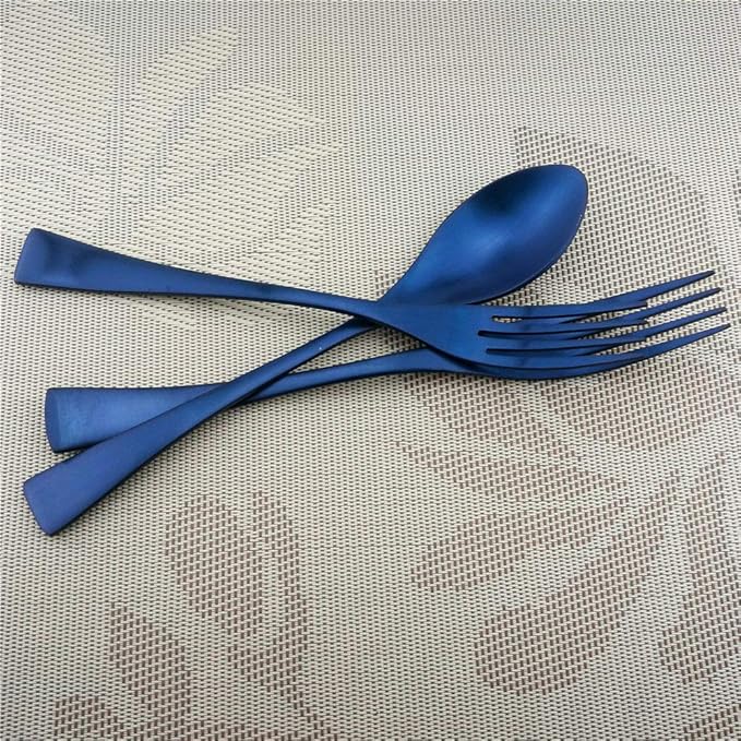 6-Piece Flatware Set,Extra Thick Heavy Duty - 18/10 Stainless Steel Cutlery Sets,High Matte Blue Finish Silverware Flatware Sets Service for 1, Use for Home,Kitchen Utensil Set