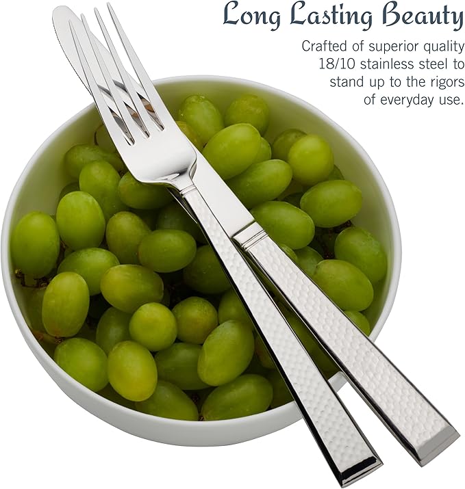 Mikasa Kyler Flatware Set for 12, 65 Piece 18/10 Stainless Steel Silverware with Modern Design and Serving Utensils, Durable, Stylish Dinnerware Service