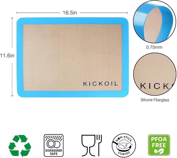 Silicone Baking Mat Set of 3 Non-Stick Baking Sheet for Oven Pan Liner Reusable Parchment Paper Half Sheet Large Silicone Bakeware Mat for Cookie Bread, Cooking Supplies Kitchen Accessories