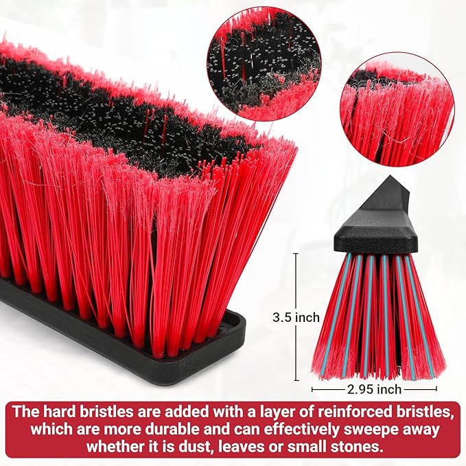 24" Push Broom Outdoor with 63" Long Handle and Stiff Bristles, Heavy Duty Outdoor Broom for Workshop, Garage, Concrete, Patio and Deck Floor Cleaning