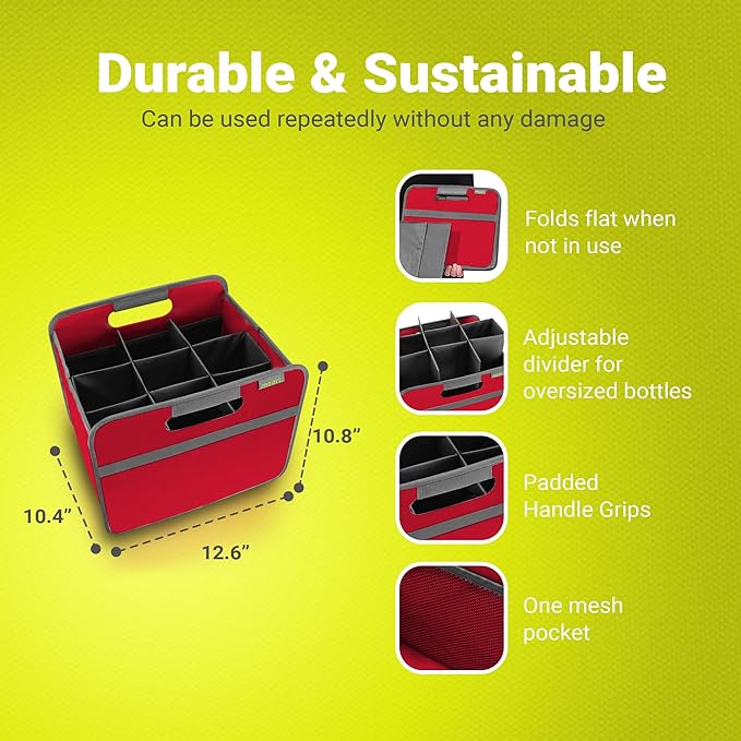 meori 9-Bottle Wine Carrier | Hibiscus Red Solid (B100341)