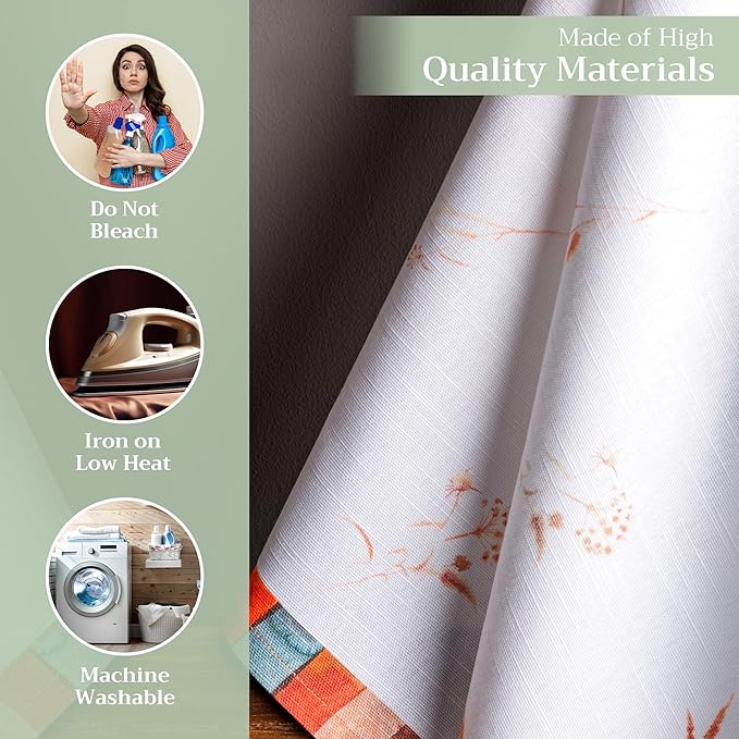 Maison d' Hermine Kitchen Towels Set of 3 100% Cotton 20" x 27.5" Reusable Cloth Tea Dish Towels Absorbent with Hanging Loop for Kitchen Dining Thanksgiving Christmas Decorations (Faisan D'Automne)