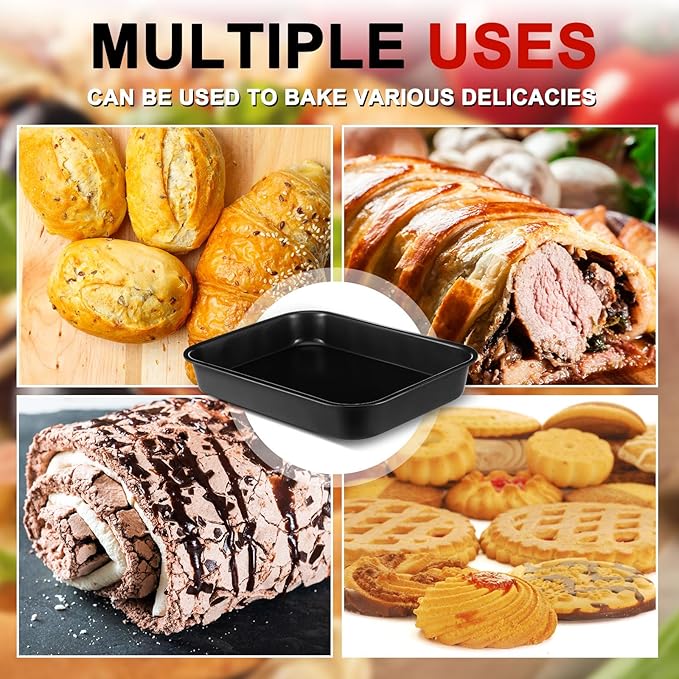 2 Pcs Detroit Style Pizza Pan 16 x 11.5 x 3.15 Inch Hard Rectangular Deep Pizza Pans Non Stick Sicilian Style Pan Dish Pre Seasoned Bakeware Kitchenware