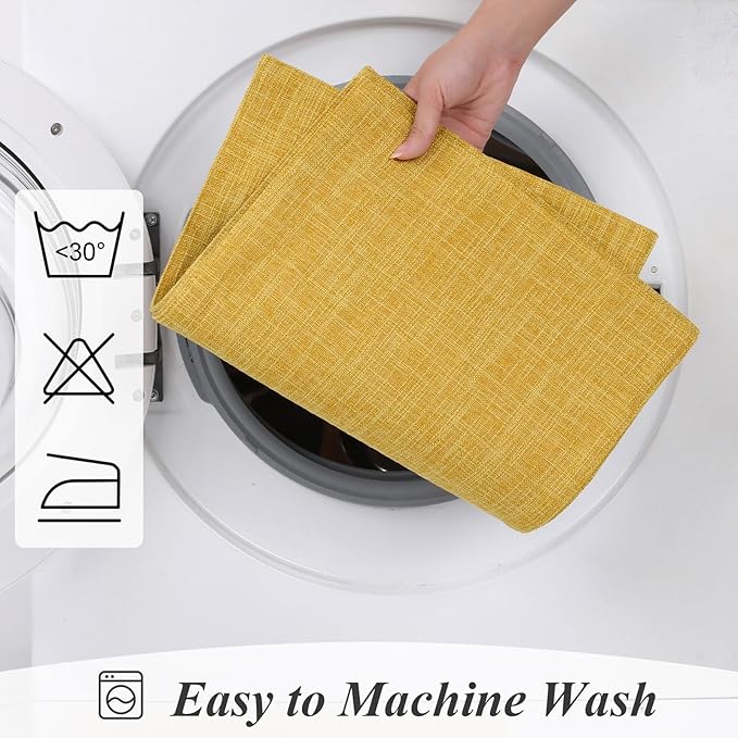 SHACOS Woven Fabric Placemats Set of 4 Heat Resistant Place Mats Non Slip Washable Double Layer Cloth Placemats Reversible Table Mats Kitchen Dining Table Decor (4, Yellow)