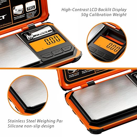 Precision Pocket Scale, 200gx0.01g Jewelry gram Scale, Digital Food Scale with LCD Display, one-Click Conversion 6 Units, mini Scale for Kitchen/Powder/Coffee/Coins(Battery Included)