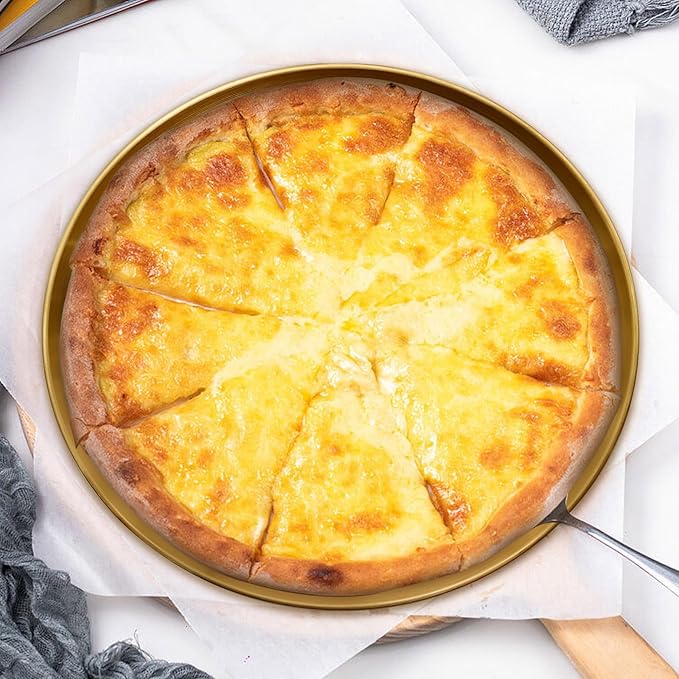 13.5 Inch Stainless Steel Pizza Pan Set of 4, Commercial Grade Restaurant Pizza Tray, Heavy Duty & Warp-Resistant for Oven, Grill & Party - Dishwasher Safe Baking Sheet