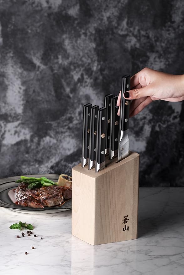Cangshan TC Series 1022254 Swedish 14C28N Steel Forged 6-Piece Steak Knife Block Set, Maple