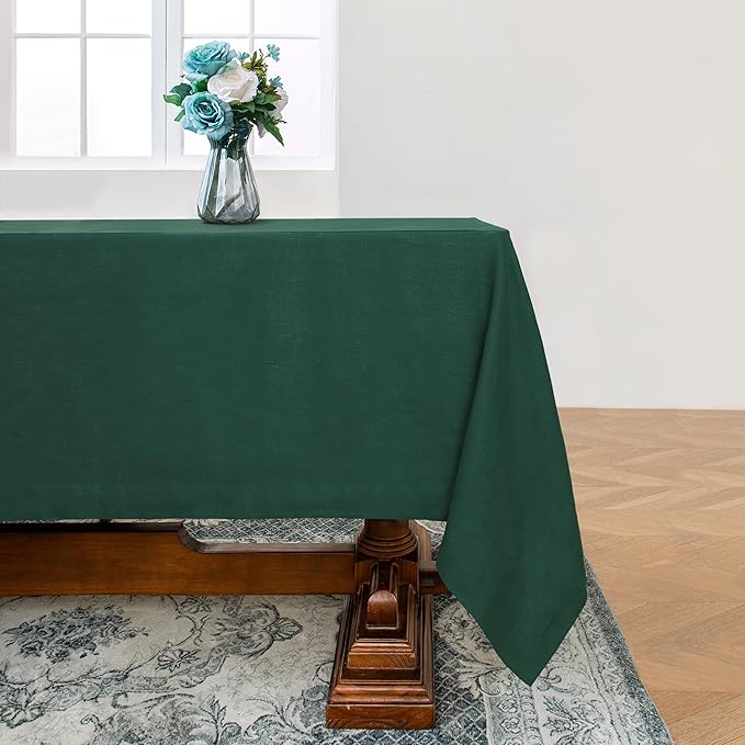 Linen World Linen Tablecloth, 100% French Linen Green Tablecloth 55" x 55" Inch, Washable Square Tablecloth for Dining, Outdoor, Weddings and Restaurants, Decorative Valentine Easter
