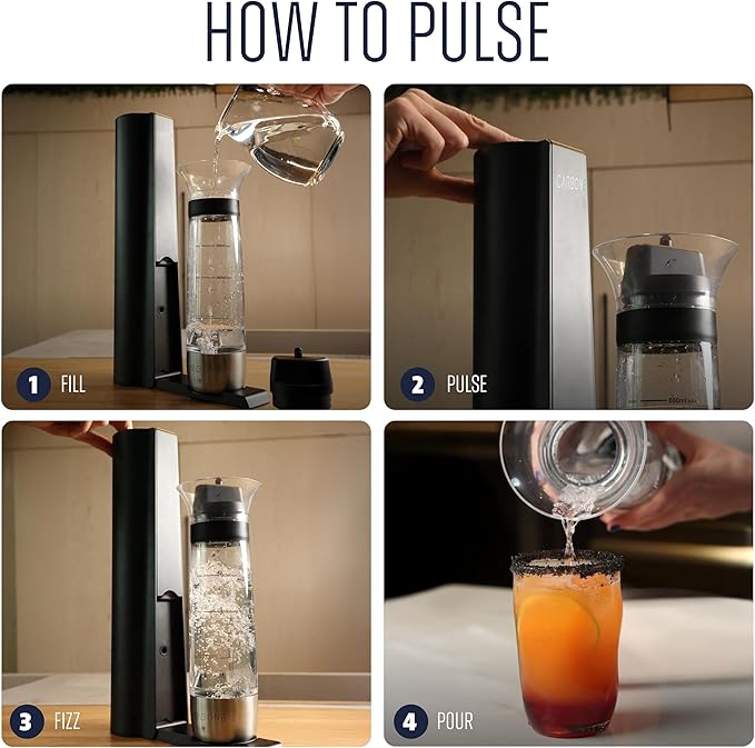 The Carbon8 Pulse Soda Maker Machine, Premium OmniFizz Sparkling Water Maker, Seltzer & More, Soda Stream Machine for Home, Water Carbonator, Fizz Infuser (CO2 Cylinder Not Included), Black